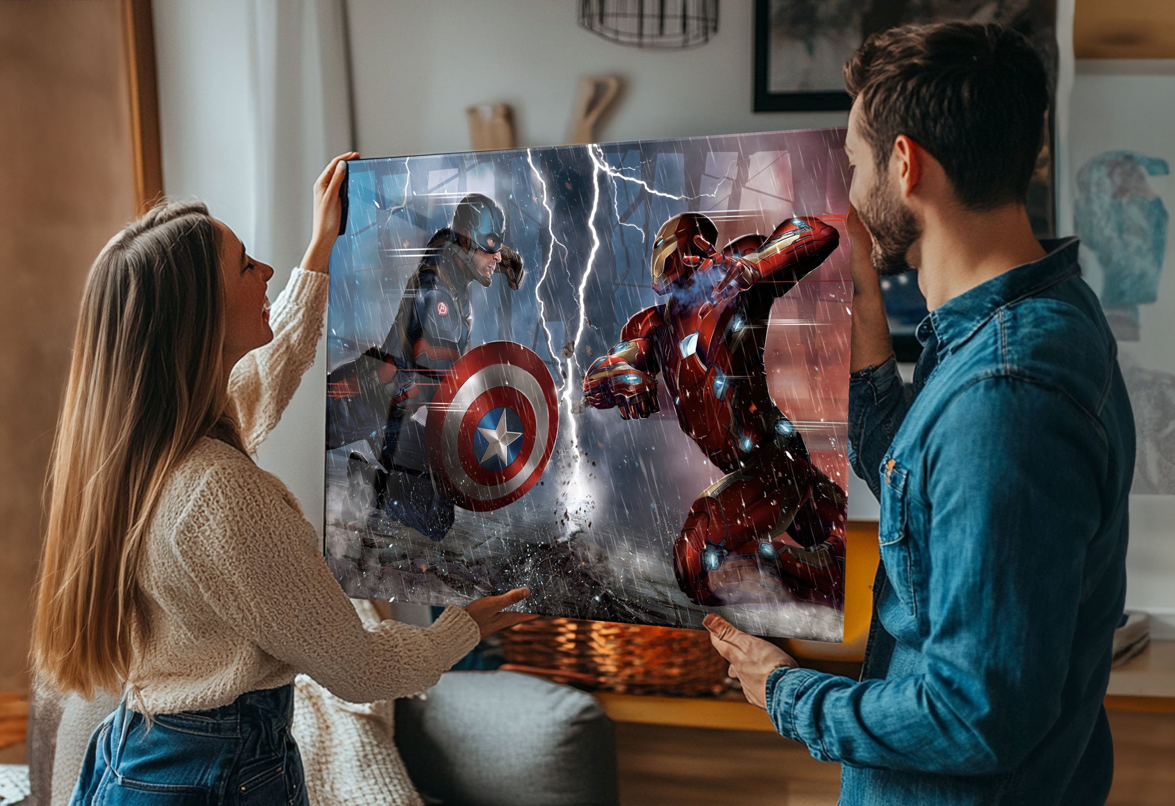 Avengers Wall Art depicting Iron Man, Captain America and Thor - Decorate your space with this Marvel superhero-themed wall art.