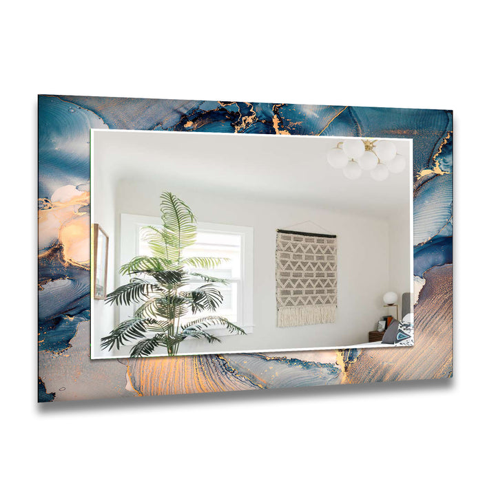 Blue & Silver Abstract Wall Mirror Large Wall Mirror
