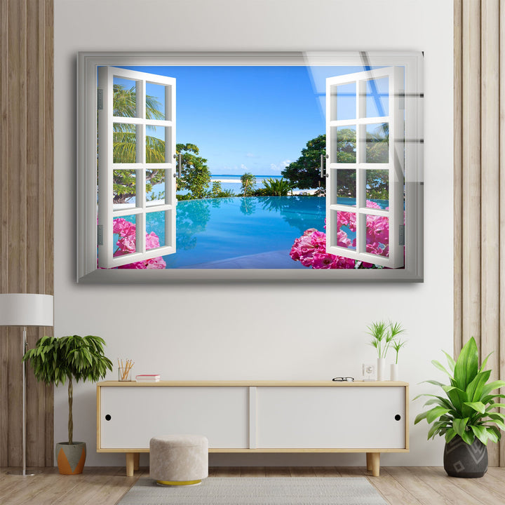 Ocean View Window Glass Wall Art custom glass pictures, glass art prints