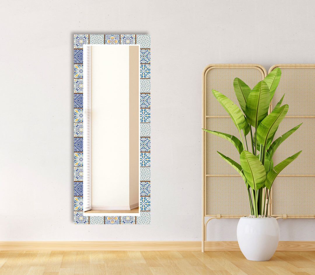 Brown & Blue Mosaic Wall Mirror biggest wall mirror
