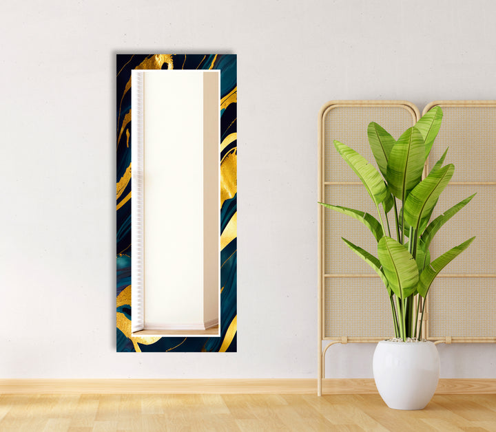 Green Golden Round Wall Mirror full body mirror
