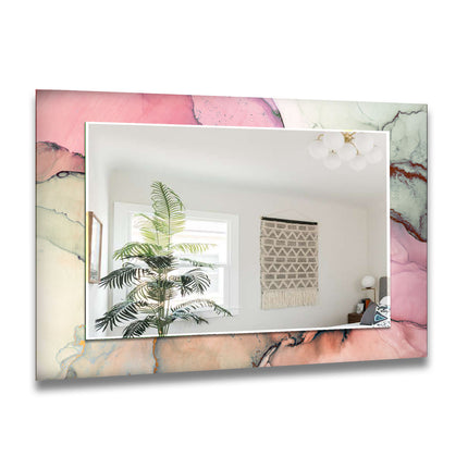 Pink Abstract Wall Mirror Rectangle Mirror
