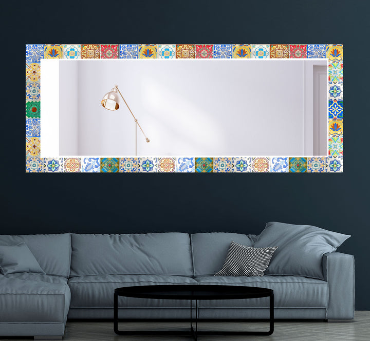 Green Mosaic Wall Mirror white mirror