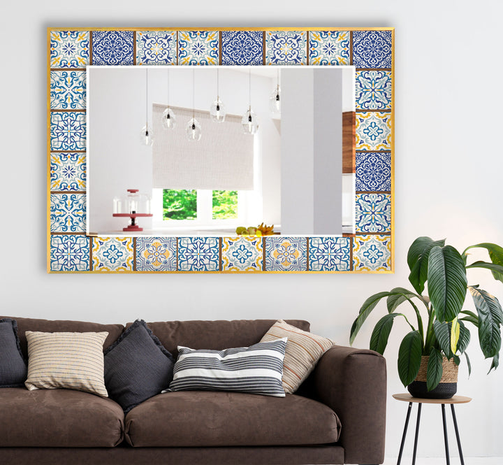 Brown & Blue Mosaic Wall Mirror big wall mirror
