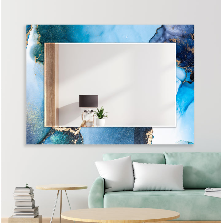 Marble Blue with Golds Wall Mirror gold mirror
