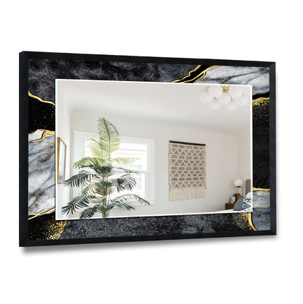 Abstract Tempered Glass Wall Mirror