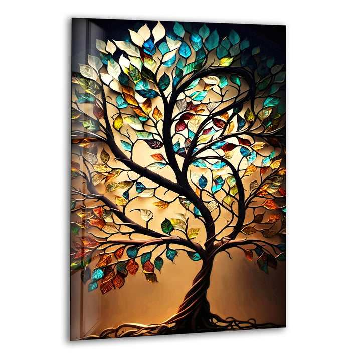 Life of Tree Brown Glass Wall Art large glass photo prints, glass wall photos