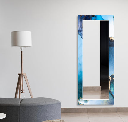 Abstract Tempered Glass Wall Mirror