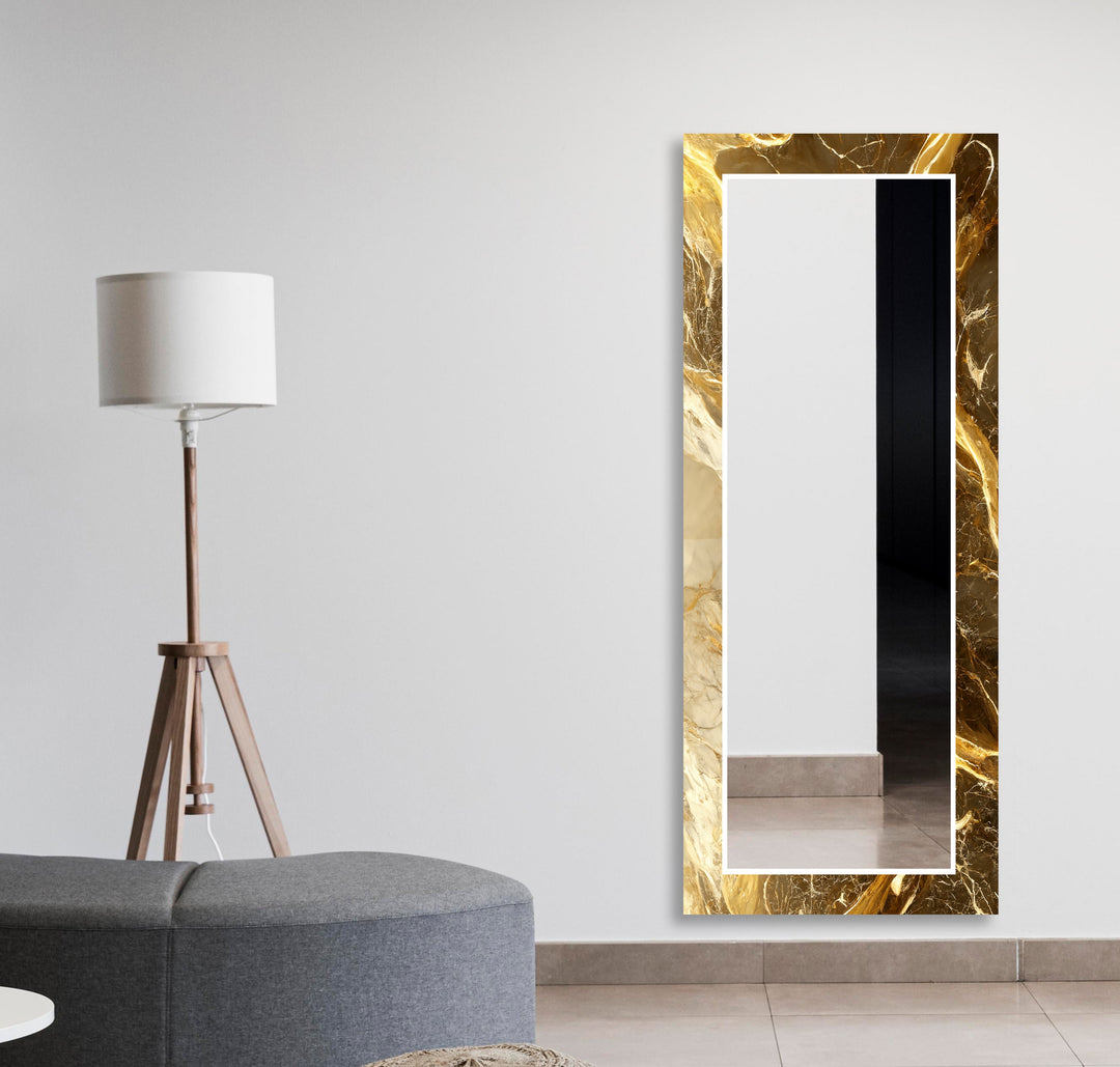 Brown Yellow Abstract Wall Mirrors modern mirror
