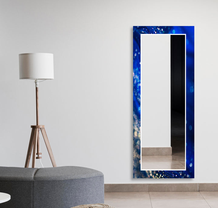 Shiny Blue Abstract Wall Mirror Modern Mirror
