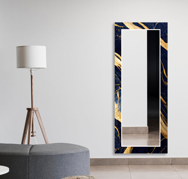 Blue & Gold Abstract Wall Mirrors Modern Mirror
