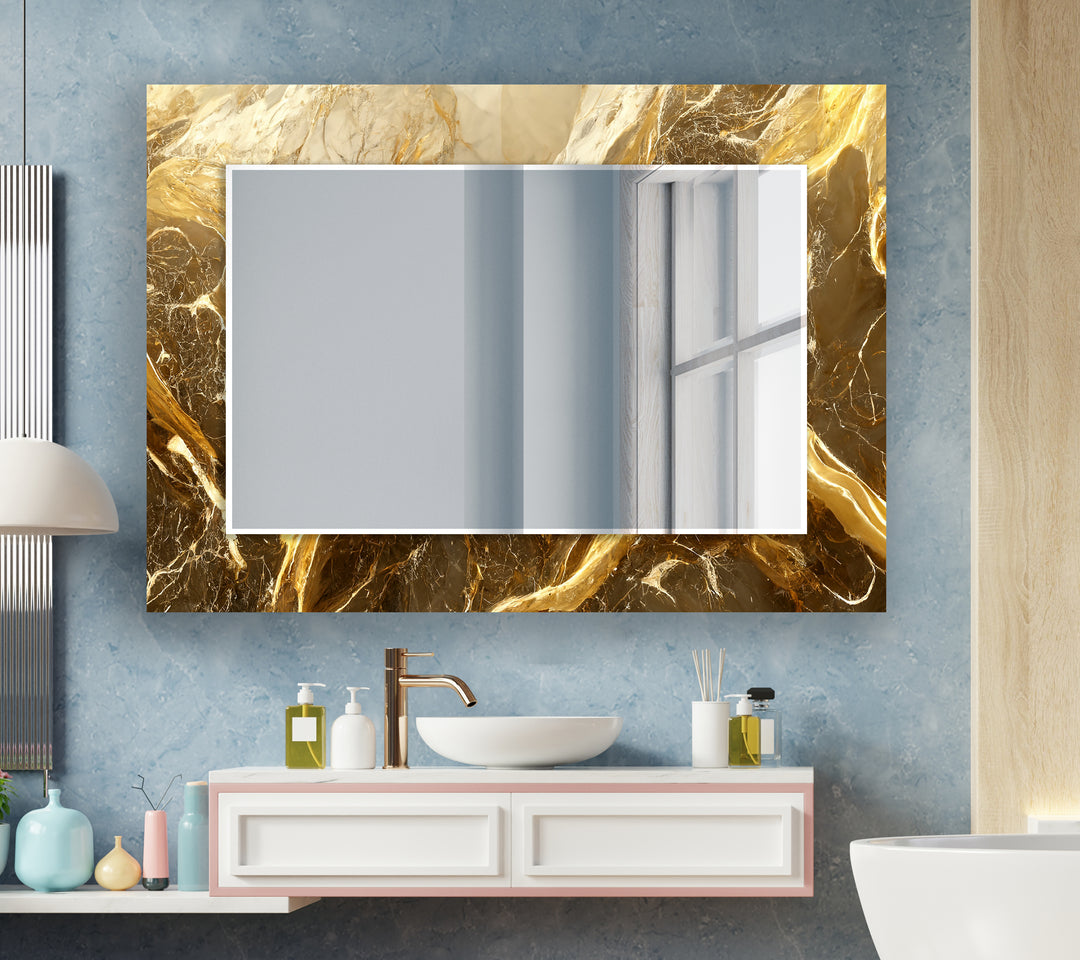 Brown Yellow Abstract Wall Mirrors long mirror
