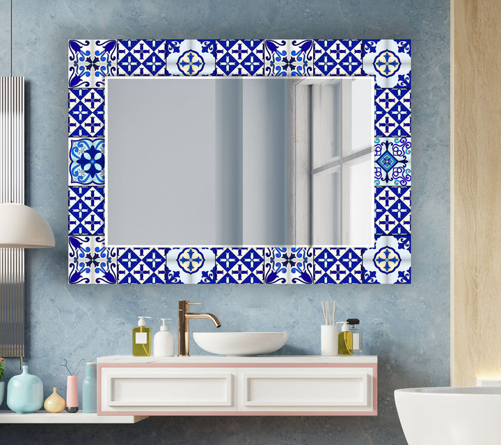 Blue Majestic Mosaic Wall Mirror mirror wall art
