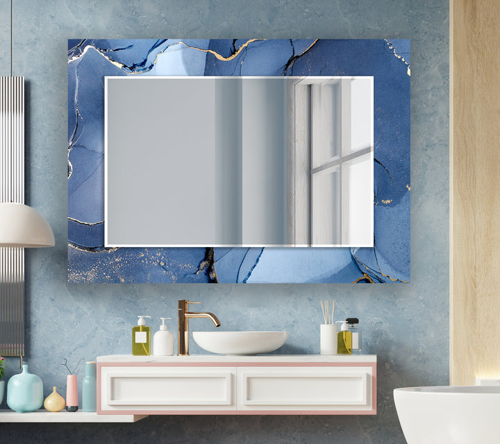 Abstract Blue Marble Wall Mirror large floor mirror
