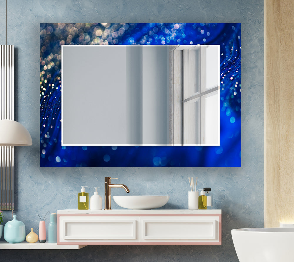 Shiny Blue Abstract Wall Mirror Large Mirror
