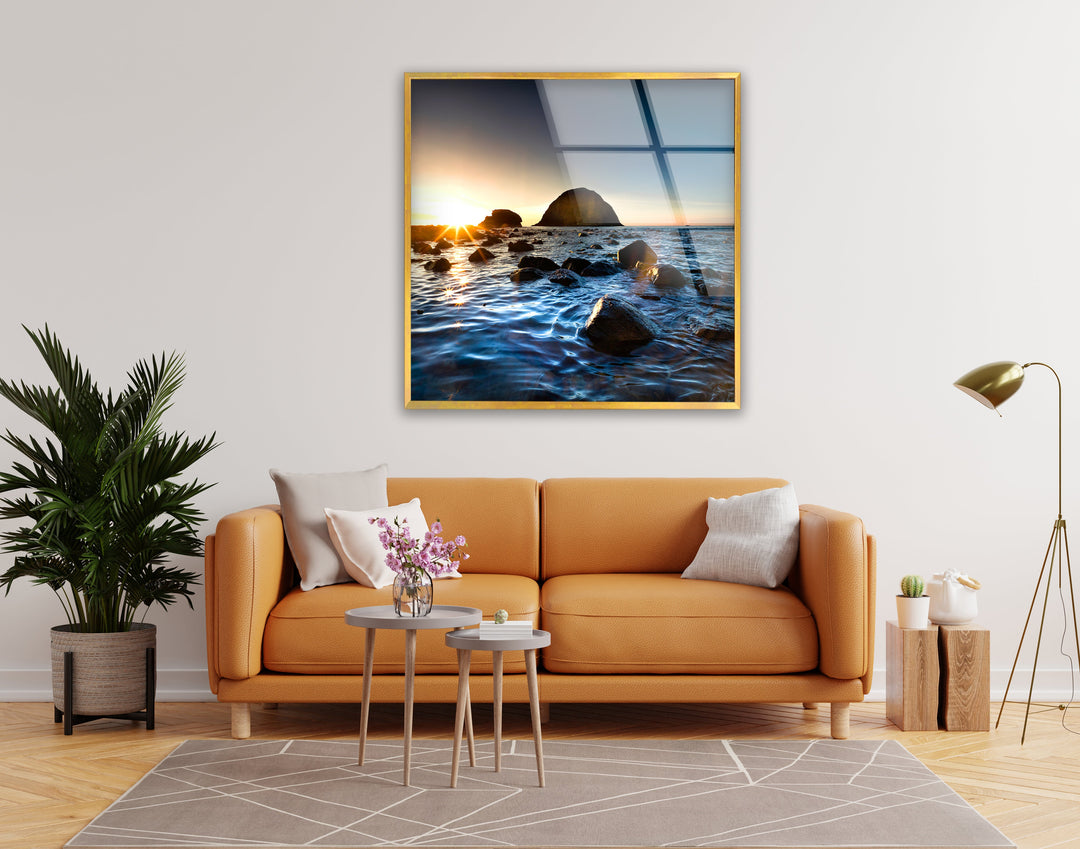 Rocky Shore Landscape Glass Wall Art glass image printing, glass prints from photos