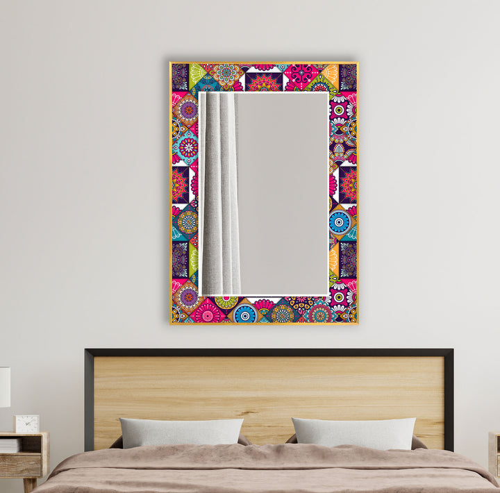 Red and Pink Mandala Wall Mirror mirror wall art
