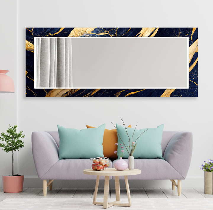 Blue & Gold Abstract Wall Mirrors Bedroom Mirror
