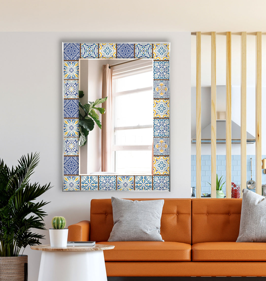 Brown & Blue Mosaic Wall Mirror led mirrors
