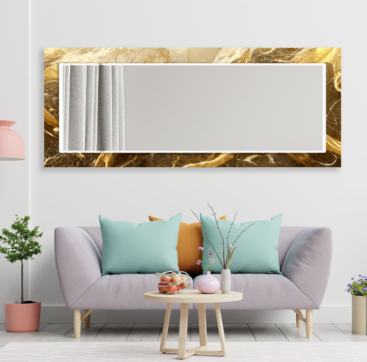 Brown Yellow Abstract Wall Mirrors big mirror
