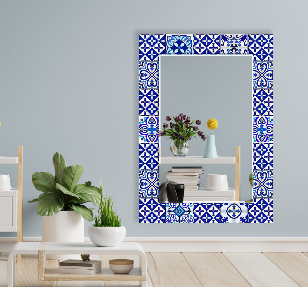 Blue Majestic Mosaic Wall Mirror  large wall mirror
