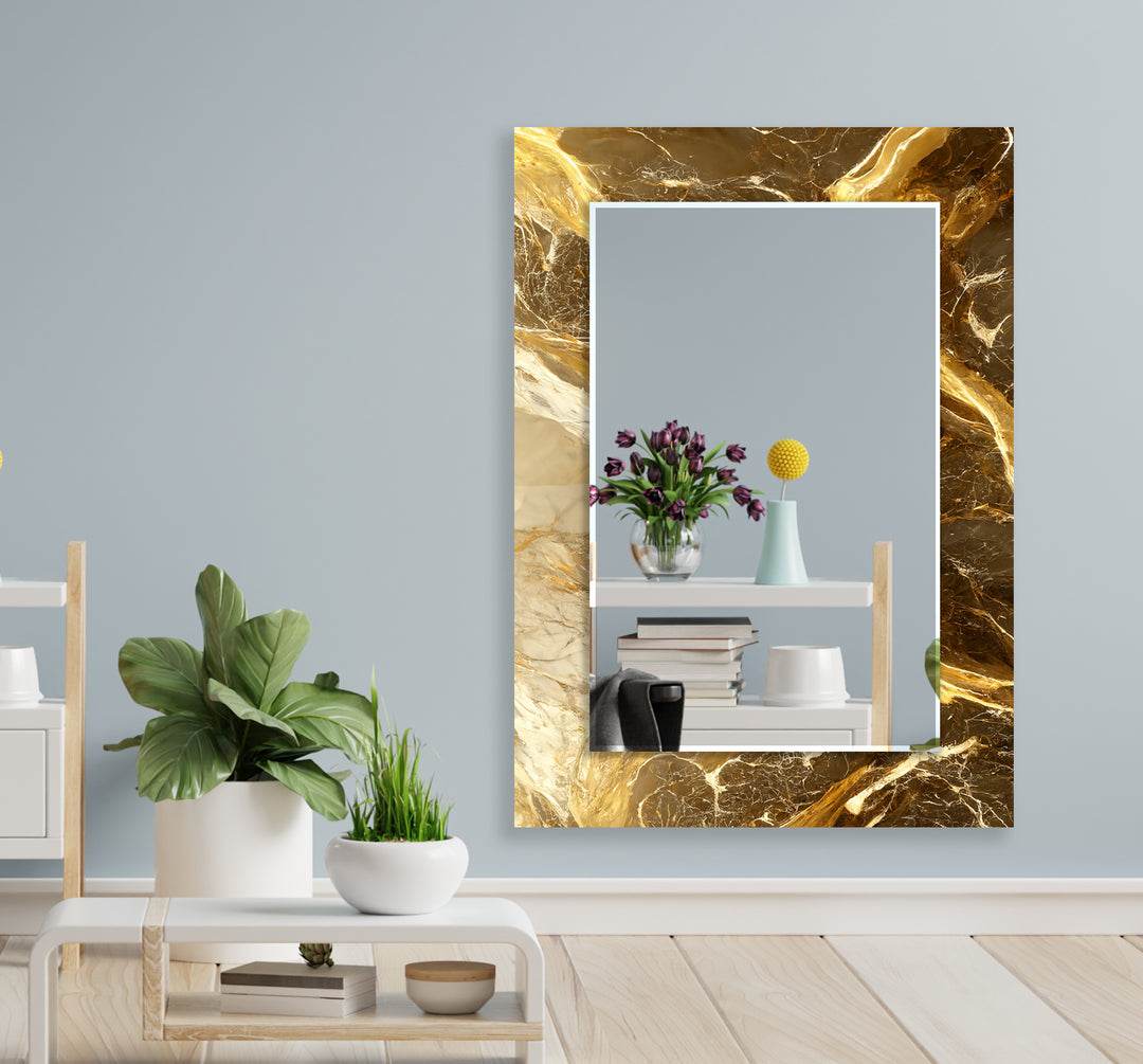 Brown Yellow Abstract Wall Mirrors oversized mirror
