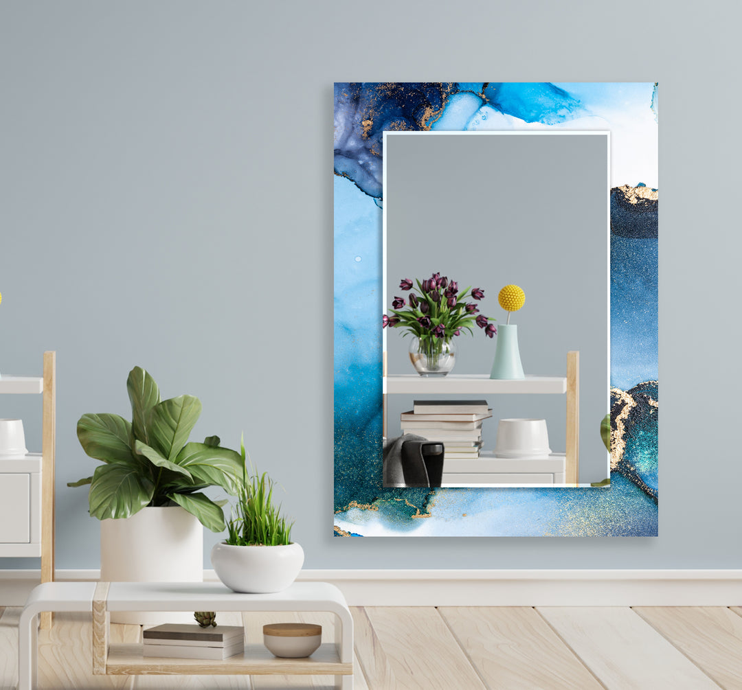 Blue Marble White Wall Mirror Huge Wall Mirror
