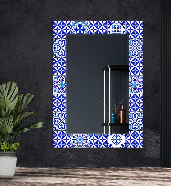 Blue Majestic Mosaic Wall Mirror Long Wall Mirror
