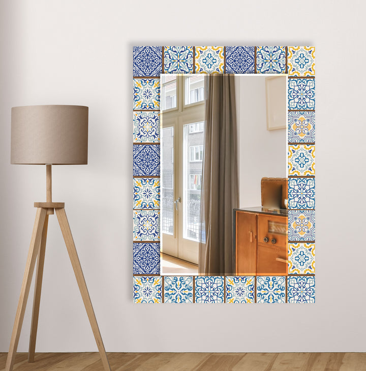 Brown & Blue Mosaic Wall Mirror modern mirror
