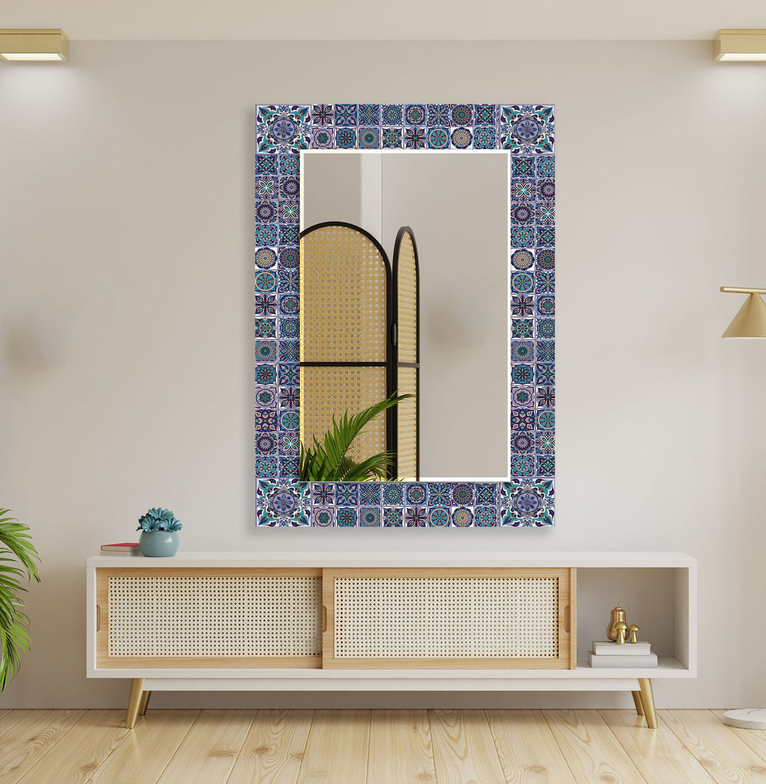 Green and Blue Mandala Wall Mirror long mirror
