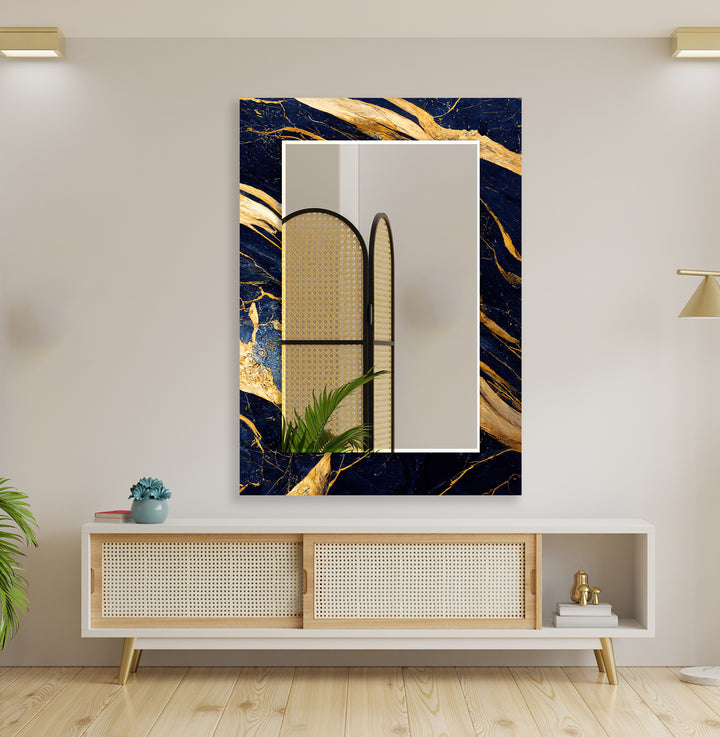 Blue & Gold Abstract Wall Mirrors wall mirror
