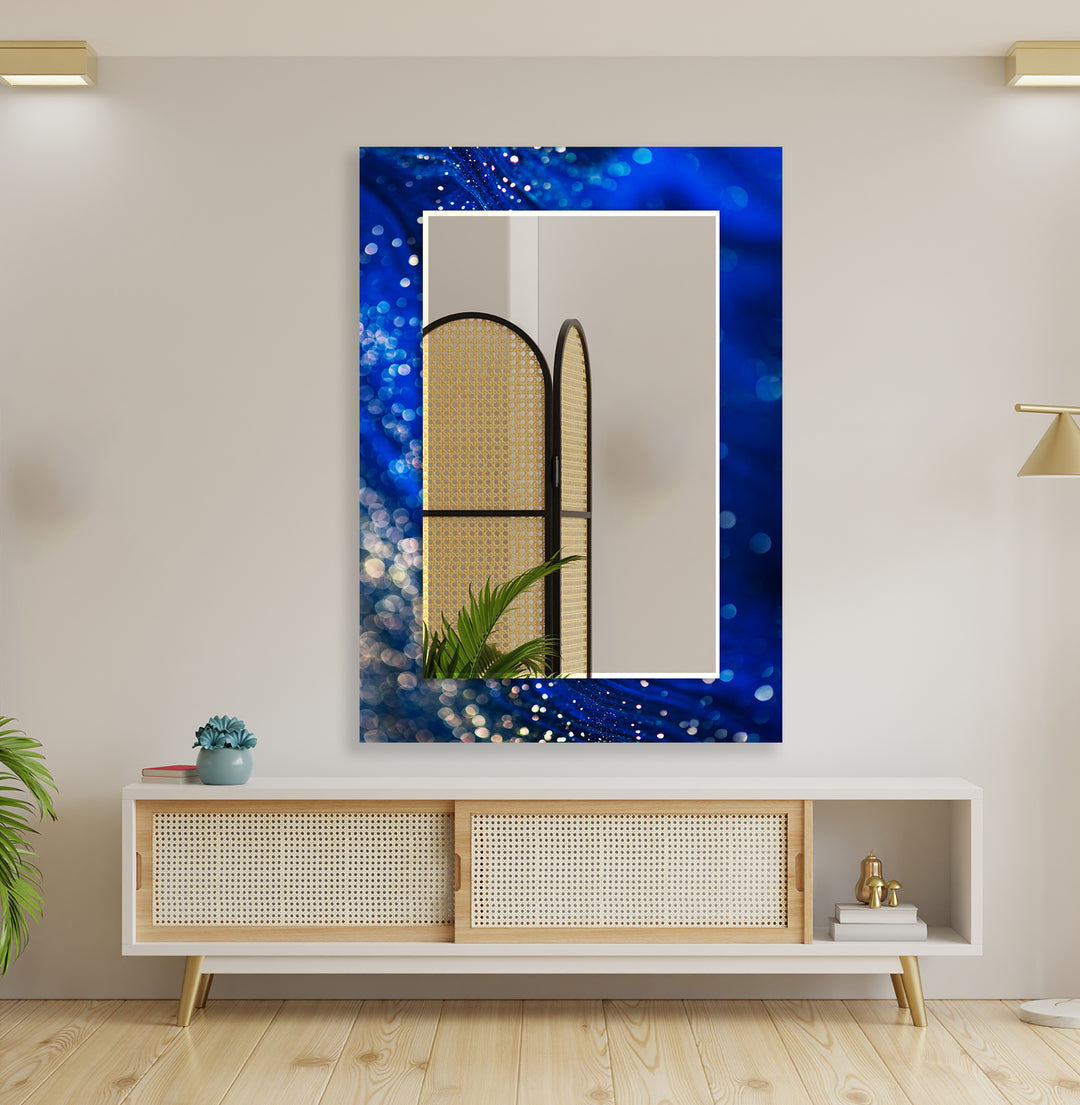 Shiny Blue Abstract Wall Mirror Long Mirror
