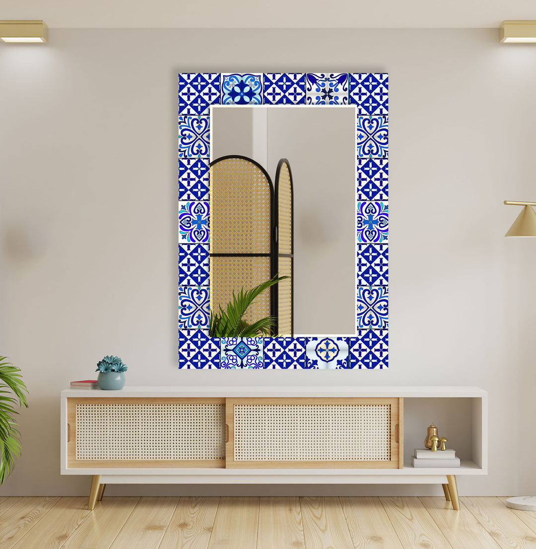 Blue Majestic Mosaic Wall Mirror bathroom mirror with lights
