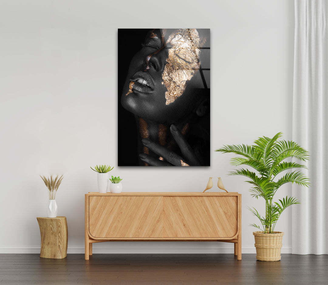 Gold Woman Tempered Glass Wall Art - MyPhotoStation