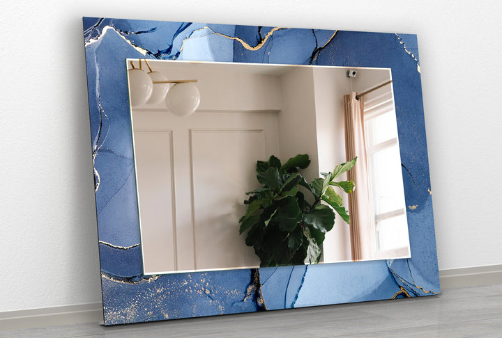 Abstract Blue Wall Mirrors lighted mirror
