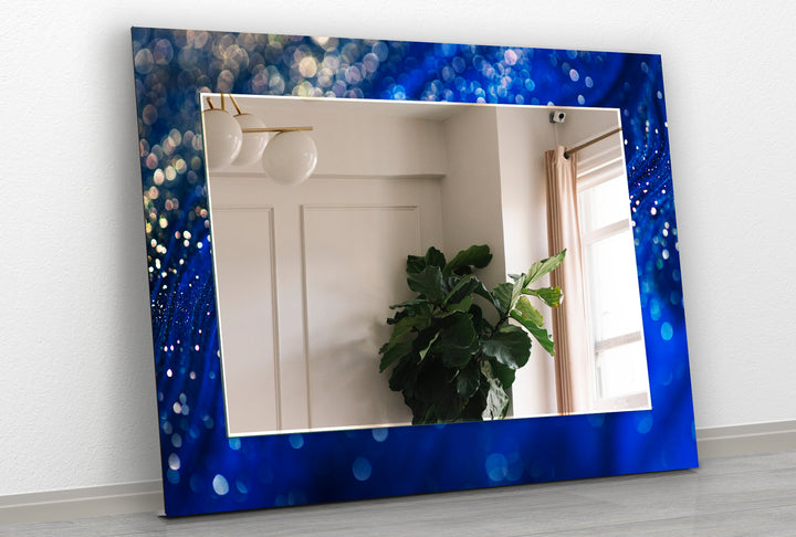 Shiny Blue Abstract Wall Mirror Small Mirror
