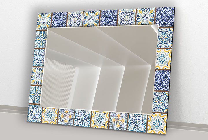 Brown & Blue Mosaic Wall Mirror oversized mirror
