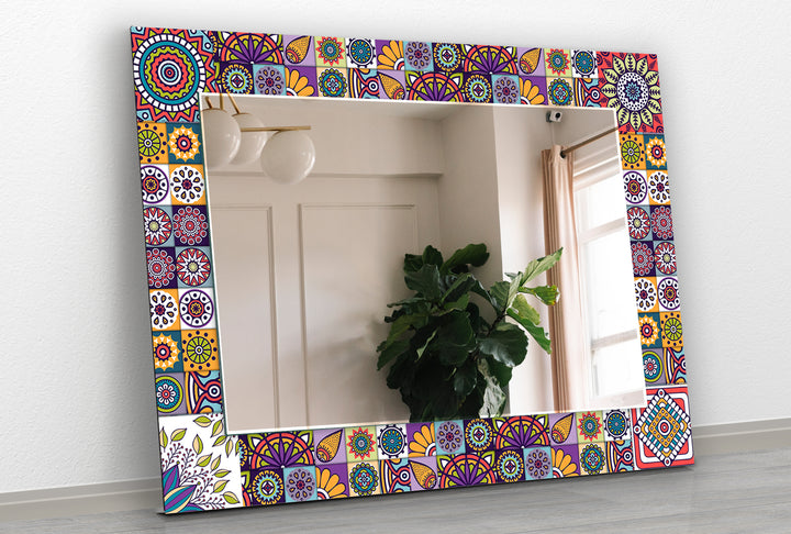 Colored Mosaic Wall Mirrors Wood Mirror
