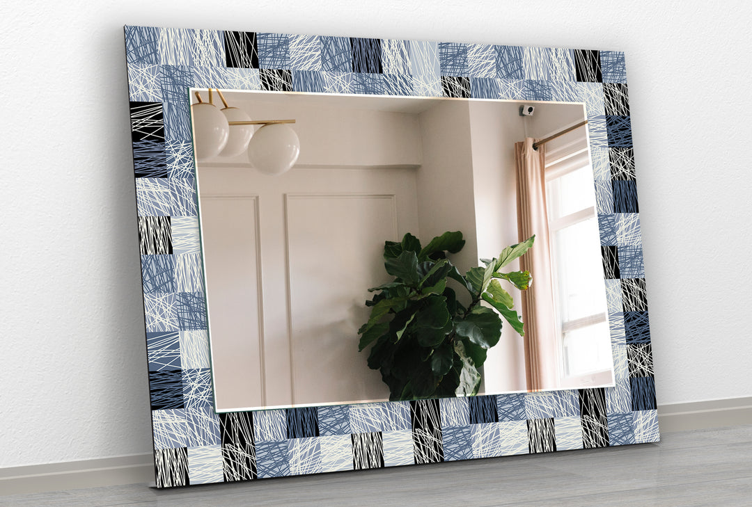 Blue & Gray Plaid Design Wall Mirror led mirrors
