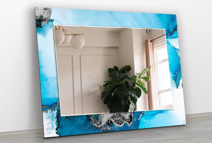 Light Blue and White Wall Mirrors Small Mirror
