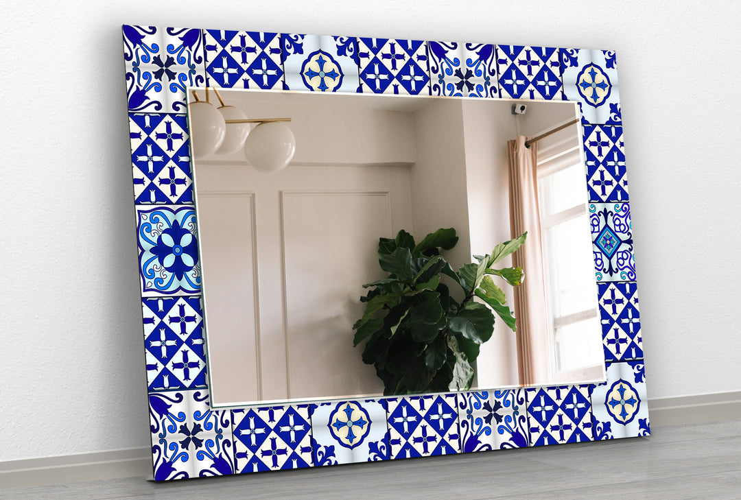 Blue Majestic Mosaic Wall Mirror oversized mirror
