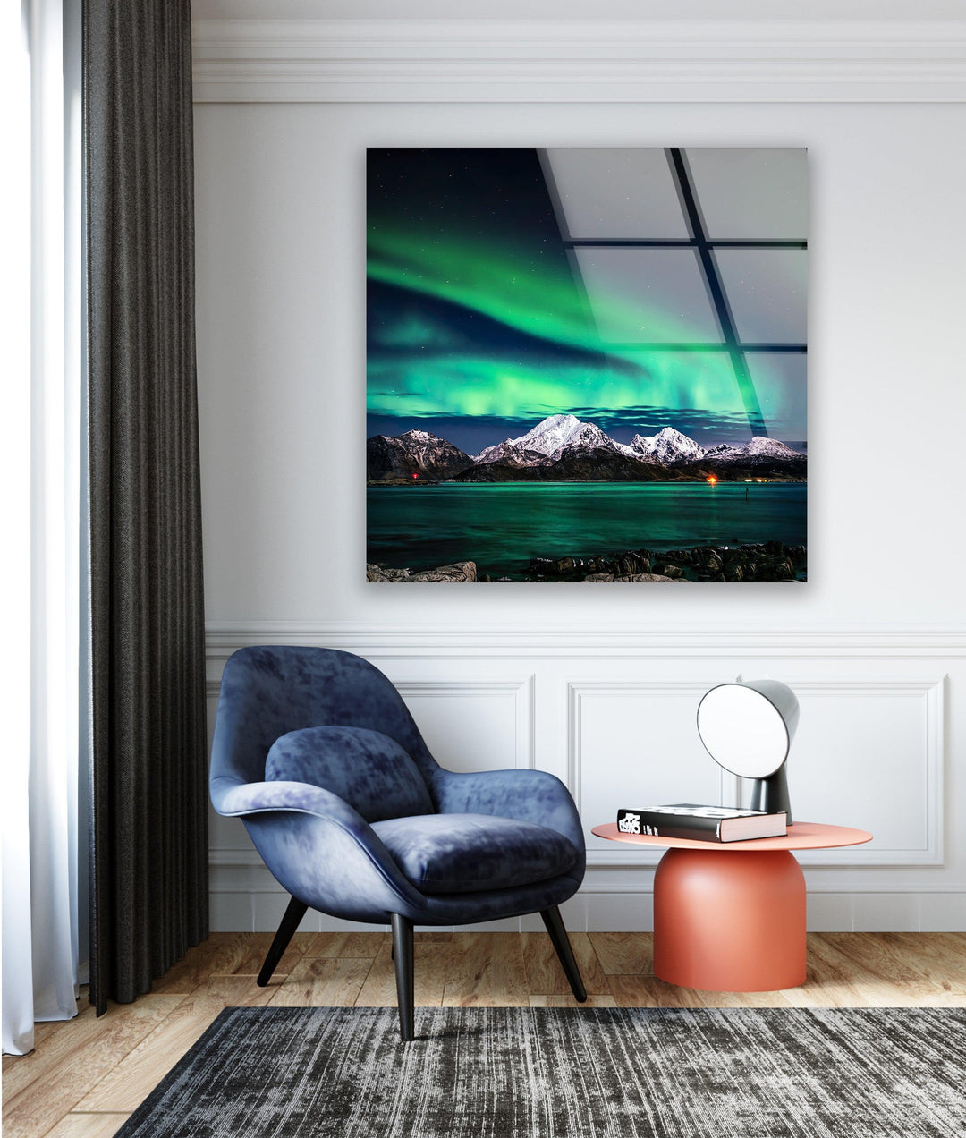 Northen Lights in Iceland Glass Wall Art print picture on glass, Tempered Glass Wall Art