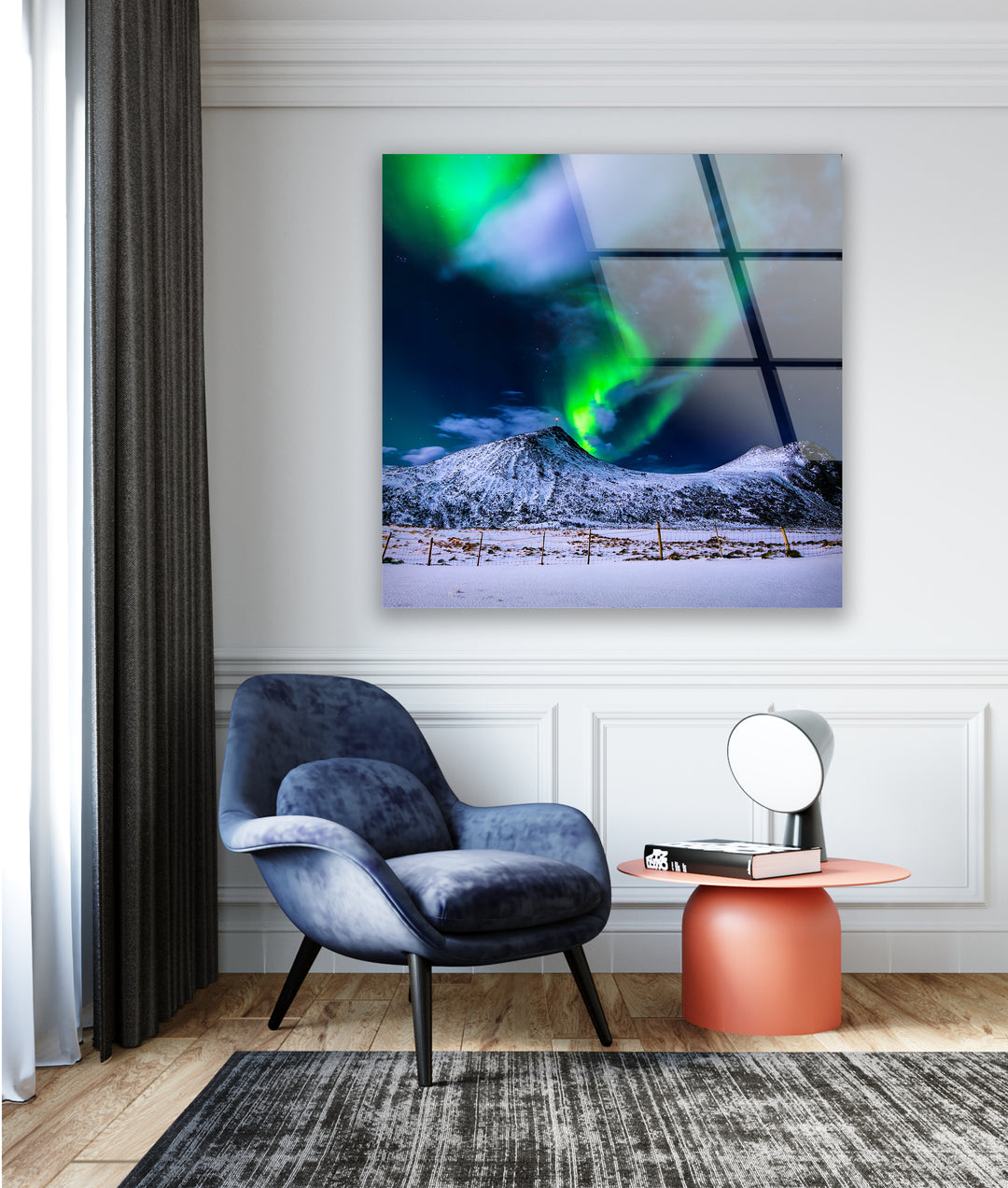 Northen Green Lights Glass Wall Art picture on glass wall art, photos printed on glass