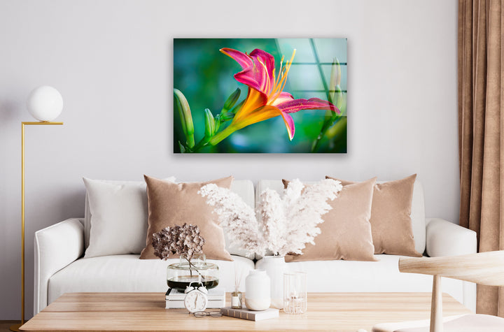 Closeup Pink Lily Glass Wall Art, Glass Printing Wall Art, Print photos on glass