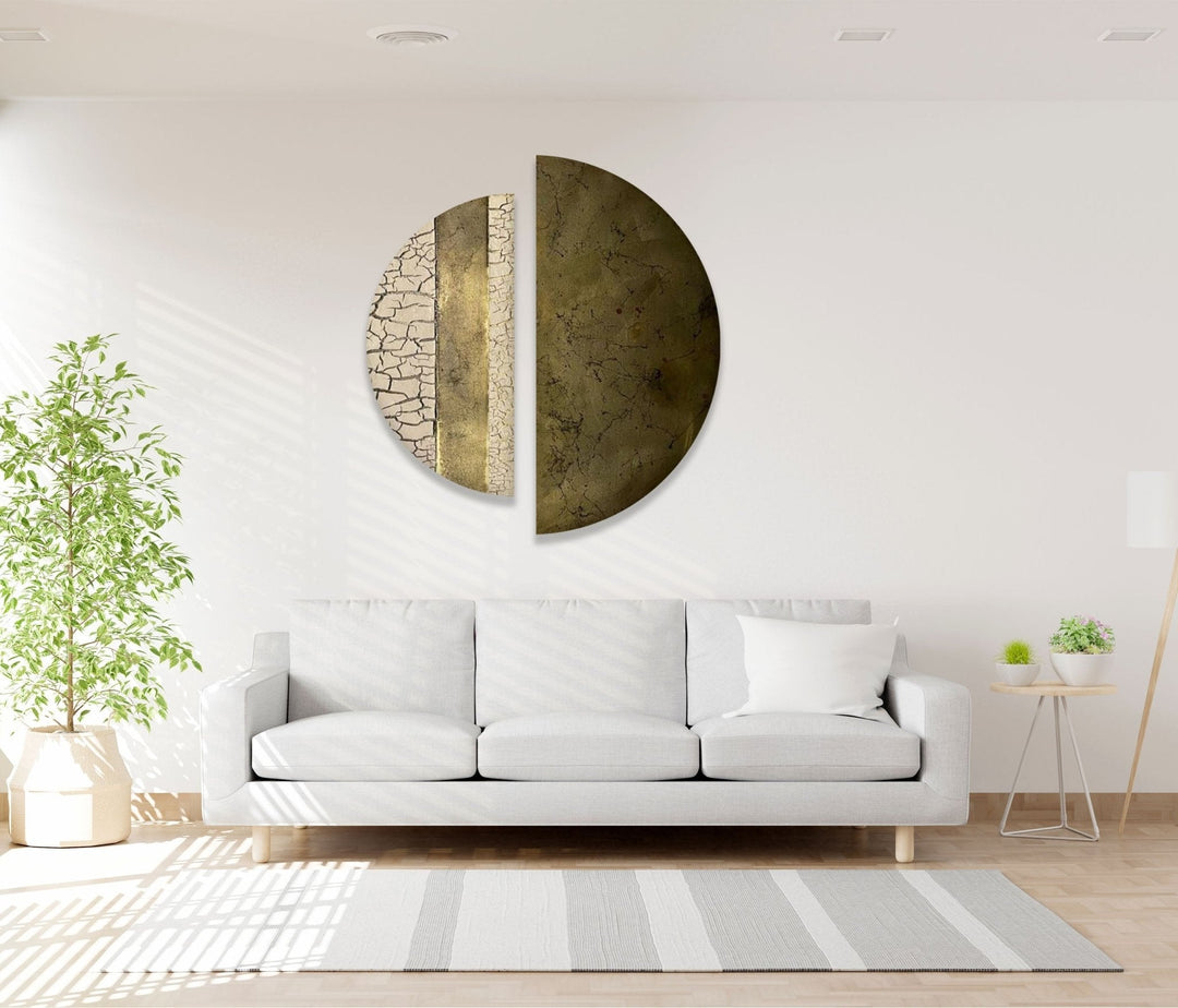 2 Piece Abstract Beige Cracked Glass Wall Art stained glass wall art, stained glass wall decor