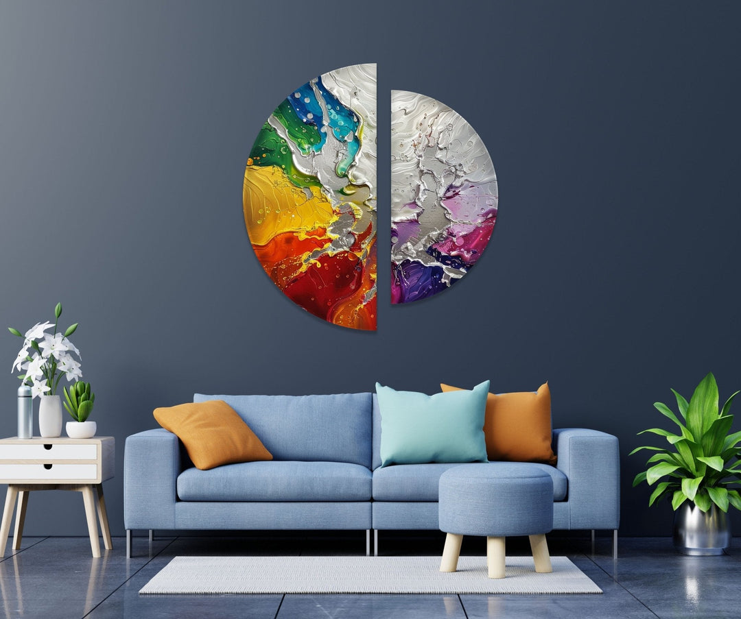 2 Piece Abstract Cracked Paint Glass Wall Art Glass Printing Wall Art, Print photos on glass
