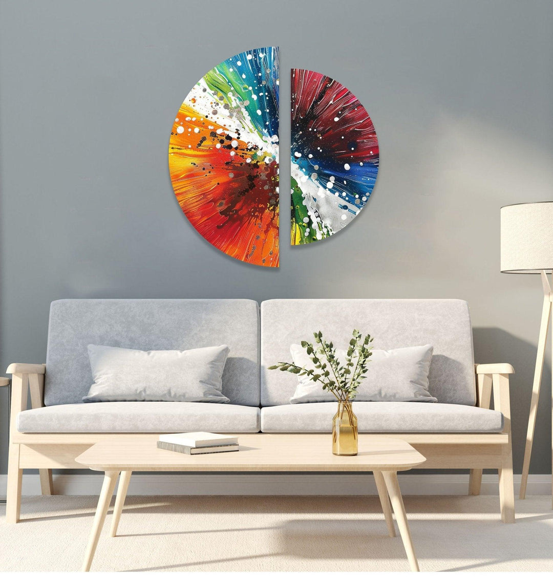 2 Piece Abstract Paint Bomb Glass Wall Art Glass Printing Wall Art, Print photos on glass
