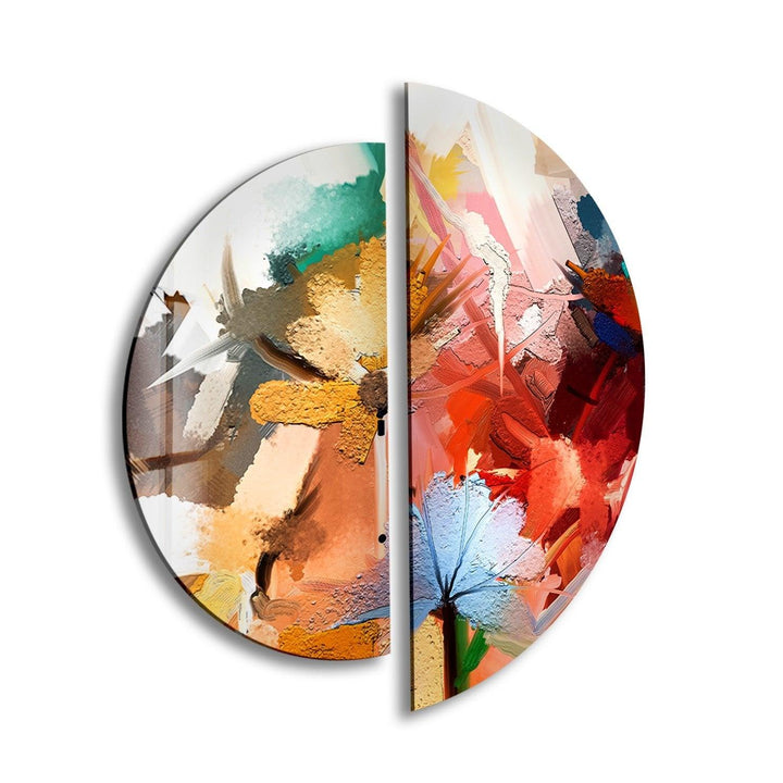 2 Piece Oil Painting Floral Abstract Glass Wall Art photo print on glass, prints on glass wall art
