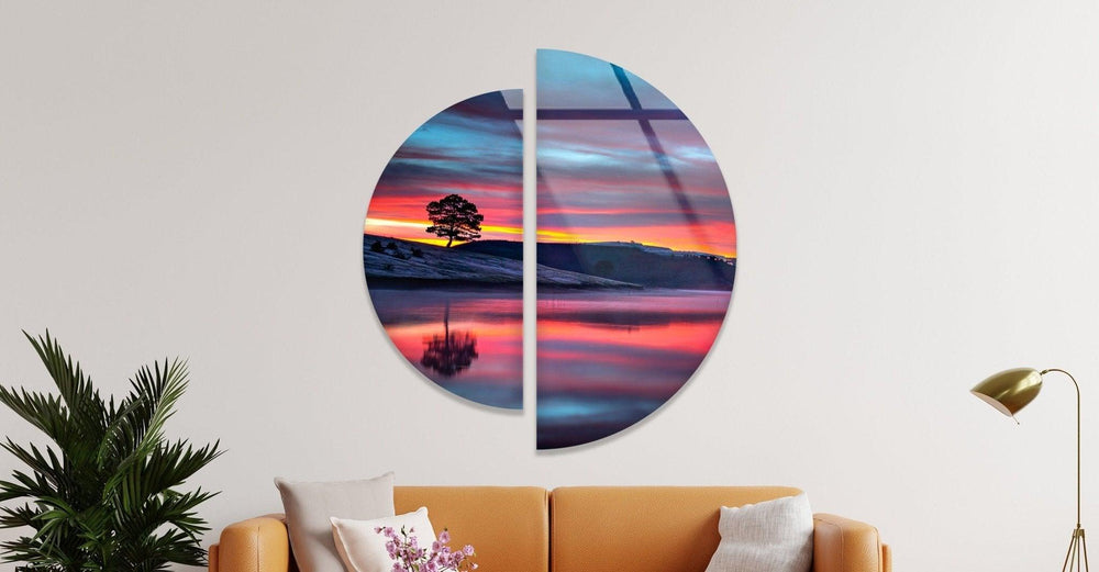 2 Piece Sunset Landscape Glass Wall Art art glass wall art, glass wall art pictures
