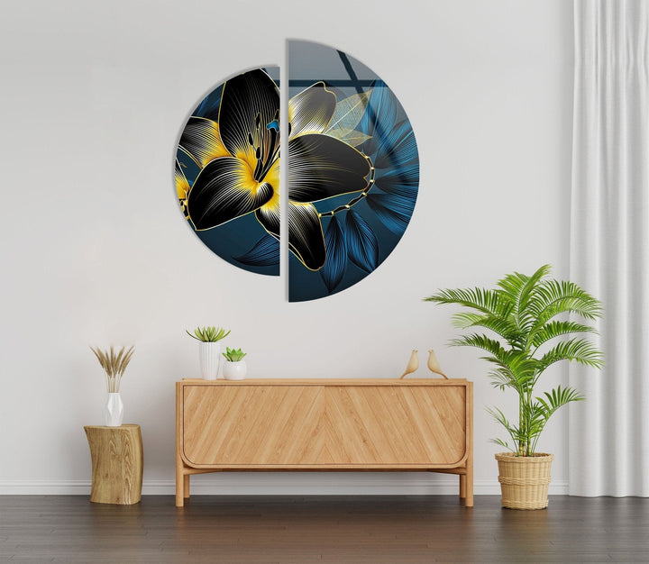 Dark Abstract Flower Glass Wall Art Glass Printing Wall Art, Print photos on glass
